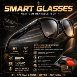 2026New 800W Pixel 4K HD Camera Smart Glasses AI Translation ChatGPT Music Play Voice Dual Microphone BT Call Sunglass Men Woman