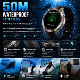2026-Top Accurate GPS Smart Watch Offline Maps Download Compass Tracking 5ATM Waterproof Tactics Sport Smart Bracelet Men Gift