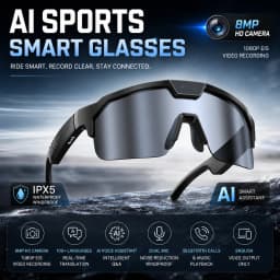 2026 Upgrade Smart Glasses with 8MP Photo&Video Camera AI Assistant Recognition Translation EIS Bluetooth Audio Sunglasses Men
