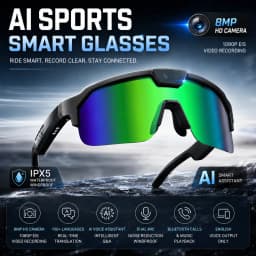 2026 Upgrade Smart Glasses with 8MP Photo&Video Camera AI Assistant Recognition Translation EIS Bluetooth Audio Sunglasses Men