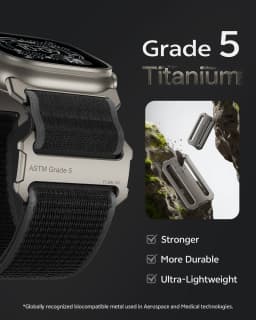 LULULOOK Grade 5 Titanium Nylon Band for Apple Watch Ultra 49 46 45 44mm, Titanium Band for iWatch Ultra 3 S11 10 SE 9 8 7 6 5 4