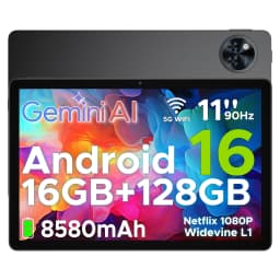Doogee U11 Android 16 2-in-1 Smart Tablet Pc Gemini Ai 16Gb Ram(4+12) 128Gb Rom 8580Mah Battery Dual Speaker Supports Widevine L1 11" Ultra-Clear 90Hz Display Tablet Pc