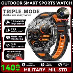 LIGE 2026 Military 1400mAh Battery Smart Watch Men Outdoor Flashlight IP68 Waterproof Heart Rate Bluetooth Call Sports Bracelets