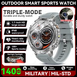 LIGE 2026 Military 1400mAh Battery Smart Watch Men Outdoor Flashlight IP68 Waterproof Heart Rate Bluetooth Call Sports Bracelets