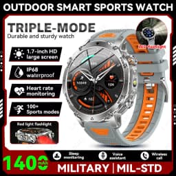 LIGE 2026 Military 1400mAh Battery Smart Watch Men Outdoor Flashlight IP68 Waterproof Heart Rate Bluetooth Call Sports Bracelets