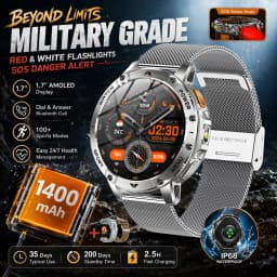 2026 New Military Outdoor Smart Watch Men 10ATM Waterproof Diving Heart Rate Monitor LED Flashlight Bluetooth Call Fitness Watch