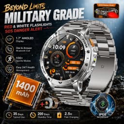 2026 New Military Outdoor Smart Watch Men 10ATM Waterproof Diving Heart Rate Monitor LED Flashlight Bluetooth Call Fitness Watch
