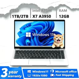 2026 New Laptop Computer Windows 11 Intel Atom X7 A3950 Notebook PC Gamer 12GB RAM 512GB 1TB SSD 1920*1080 Office Computer