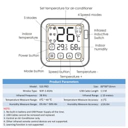 Tuya Smart Air Conditiong Thremostat Built-in Temperature Humidity Sensor For IR Remote AC Work with Alexa Google