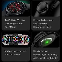 For IOS Android Real AMOLED Smart Watch Women 1.43 inch GPS Sport Screen Always Display NFC Bluetooth Call Smartwatch 2024