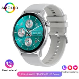 For IOS Android Real AMOLED Smart Watch Women 1.43 inch GPS Sport Screen Always Display NFC Bluetooth Call Smartwatch 2024