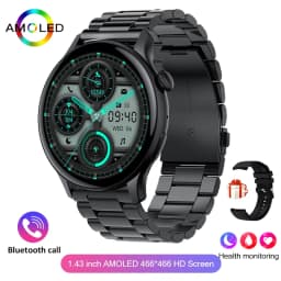 For IOS Android Real AMOLED Smart Watch Women 1.43 inch GPS Sport Screen Always Display NFC Bluetooth Call Smartwatch 2024