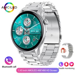 For IOS Android Real AMOLED Smart Watch Women 1.43 inch GPS Sport Screen Always Display NFC Bluetooth Call Smartwatch 2024