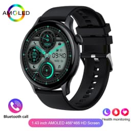 For IOS Android Real AMOLED Smart Watch Women 1.43 inch GPS Sport Screen Always Display NFC Bluetooth Call Smartwatch 2024
