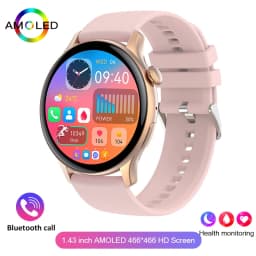 For IOS Android Real AMOLED Smart Watch Women 1.43 inch GPS Sport Screen Always Display NFC Bluetooth Call Smartwatch 2024