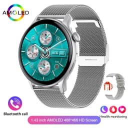 For IOS Android Real AMOLED Smart Watch Women 1.43 inch GPS Sport Screen Always Display NFC Bluetooth Call Smartwatch 2024