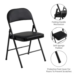 mcc direct Set of 6 Folding Chairs, Faux Leather Foldable Chairs with Metal Frame and Padded Seat, Easy to Fold Store for Home