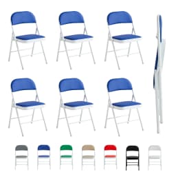 mcc direct Set of 6 Folding Chairs, Faux Leather Foldable Chairs with Metal Frame and Padded Seat, Easy to Fold Store for Home