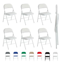 mcc direct Set of 6 Folding Chairs, Faux Leather Foldable Chairs with Metal Frame and Padded Seat, Easy to Fold Store for Home