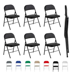 mcc direct Set of 6 Folding Chairs, Faux Leather Foldable Chairs with Metal Frame and Padded Seat, Easy to Fold Store for Home