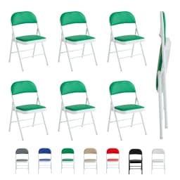 mcc direct Set of 6 Folding Chairs, Faux Leather Foldable Chairs with Metal Frame and Padded Seat, Easy to Fold Store for Home