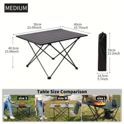 Folding Table, Indoor Outdoor Heavy Duty Portable Folding Square Aluminum Dining Table with Storage Bag for Picnic, Camping
