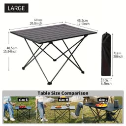 Folding Table, Indoor Outdoor Heavy Duty Portable Folding Square Aluminum Dining Table with Storage Bag for Picnic, Camping