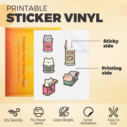HTVRONT Premium Printable Vinyl Sticker Paper for Inkjet Printer -100 Sheets 100g Matte White Waterproof, Dries Quickly-Standard