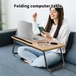 Folding Desk Laptop Table for Bed and Sofa Laptop Desk 5-Level Height Adjustment+Cup Holder Multifunction Table for Home Office