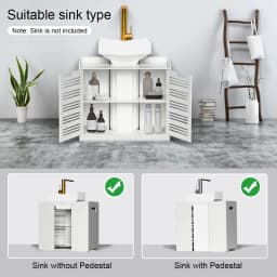 White Double Door Under Sink Cabinet Basin Storage Cupboard Vanity Unit Bathroom 60*30*60cm