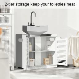 White Double Door Under Sink Cabinet Basin Storage Cupboard Vanity Unit Bathroom 60*30*60cm