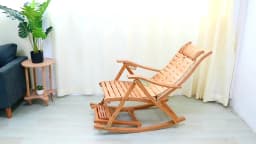 Heavy Duty Folding Rocking Chair Bamboo Living Room Indoor Outdoor Furniture Adjustable Sun Lounger Chairs