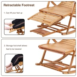Heavy Duty Folding Rocking Chair Bamboo Living Room Indoor Outdoor Furniture Adjustable Sun Lounger Chairs