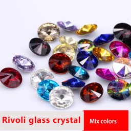 Fantastic 6/8/10/12/14/16/18/25MM Rivoli Cabochons Round Fancy Rhinestone Crystal For Applique Clothing Garment Decoration Bead