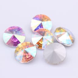 Fantastic 6/8/10/12/14/16/18/25MM Rivoli Cabochons Round Fancy Rhinestone Crystal For Applique Clothing Garment Decoration Bead