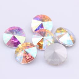 Fantastic 6/8/10/12/14/16/18/25MM Rivoli Cabochons Round Fancy Rhinestone Crystal For Applique Clothing Garment Decoration Bead