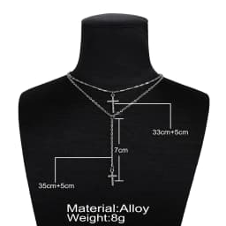 Fashion Gold-plate Crystal Cross Necklaces Pendants Boho Double Layered Necklace Catholic Religious Christian Statement Jewelry