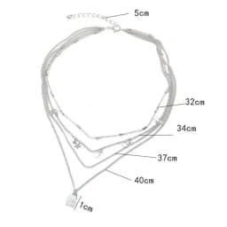 European And American Fashion Classic Beautiful Bohemian Simple Crystal Pentagram Geometric Oval Pendant Multilayer Necklace