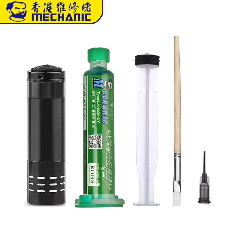 MECHANIC PCB Green UV Photosensitive Mask Inks Set Curable Solder BGA Green Oil Circuit Board Soldering Paste Flux Oil