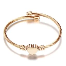 Fashion Girls Gold Color Stainless Steel Heart Bracelet Bangle With Letter Fashion Initial Alphabet Charms Bracelets For Women