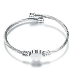 Fashion Girls Gold Color Stainless Steel Heart Bracelet Bangle With Letter Fashion Initial Alphabet Charms Bracelets For Women