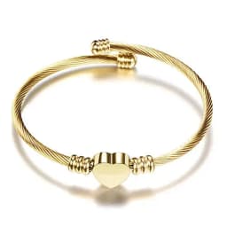 Fashion Girls Gold Color Stainless Steel Heart Bracelet Bangle With Letter Fashion Initial Alphabet Charms Bracelets For Women