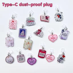 Cartoon Phone Charging Port Dust Plug Cute Acrylic Dustproof Cover for Type C Anti-Lost Phone Dust Plug Kawaii Phone Charm
