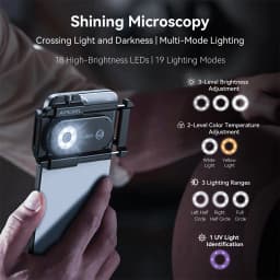 APEXEL Nano Zoom 300X Microscope Lens Mobile Phone Camera Lens Kit Mini Macro Lenses with LED Light for Almost All Smartphones