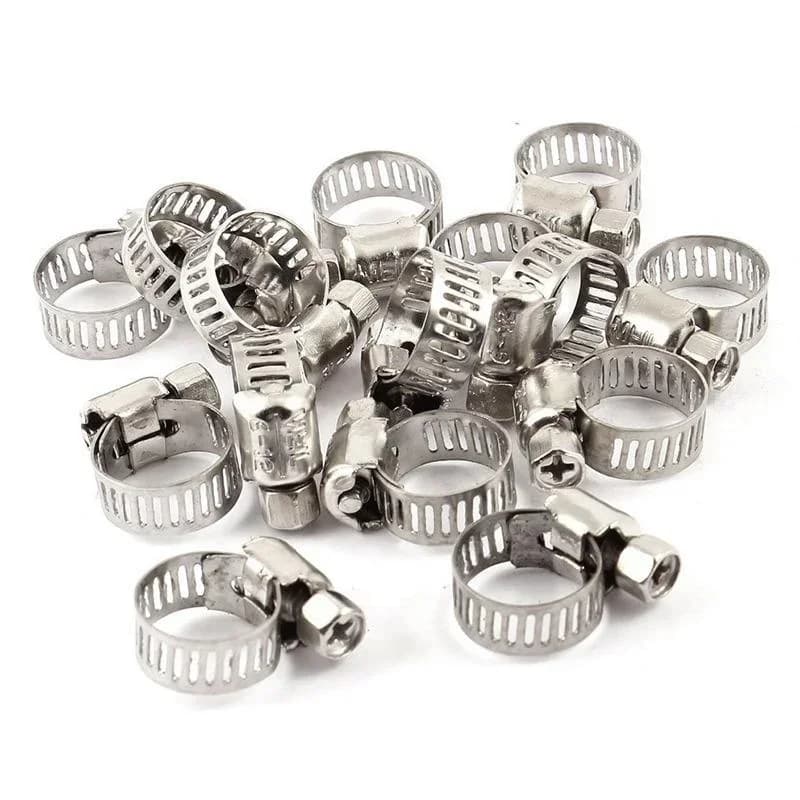 10 Pcs Stainless Steel 6mm To 12mm Hose Pipe Clamps Clips Fastener
