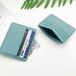 Candy Color PU Leather Card Holder - Multi-Slot Slim Wallet for Credit/ID Cards