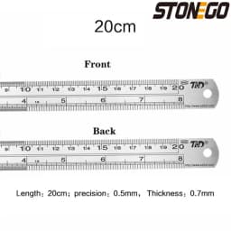 STONEGO Stainless Steel Ruler, 6, 8, 12, 16, 20 Inch Metal Rulers, With High Precision Graduation Line Double-Sided Scale