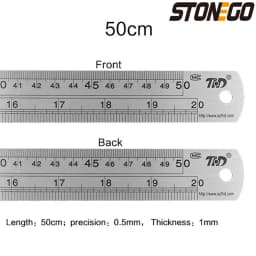 STONEGO Stainless Steel Ruler, 6, 8, 12, 16, 20 Inch Metal Rulers, With High Precision Graduation Line Double-Sided Scale
