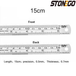 STONEGO Stainless Steel Ruler, 6, 8, 12, 16, 20 Inch Metal Rulers, With High Precision Graduation Line Double-Sided Scale