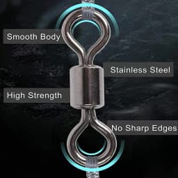 FishTrip Rolling Barrel Swivels 100Pack Fishing Swivels Saltwater Swivels Fishing Tackles Stainless Steel Swivels Black Nickel